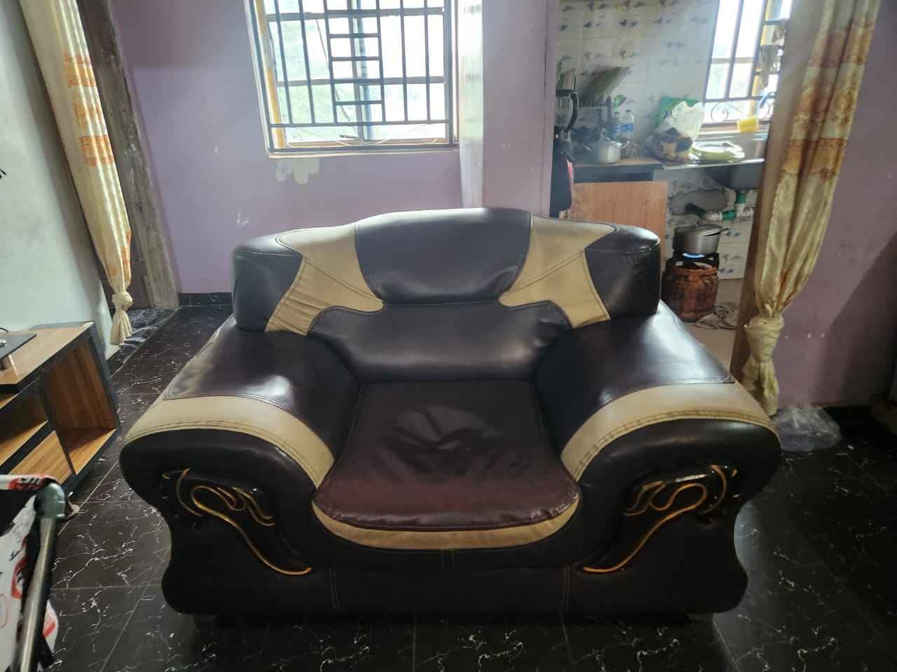 A picture of Elephant leather chair still neat 85k. Single 2 double 1