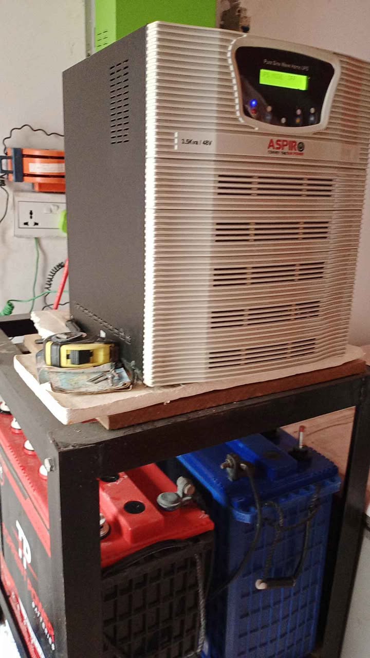 A picture of 3 5kva Solar Inverter Panels charge controller and Batteries for