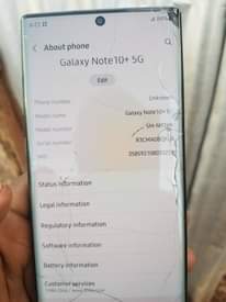 A picture of Samsung note 10 5g
