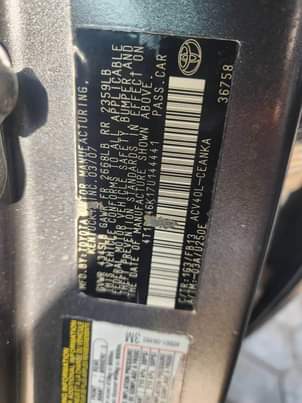 A picture of Toyota camry 2007 used