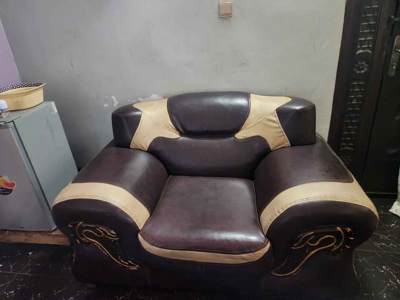 A picture of Elephant leather chair still neat 85k. Single 2 double 1