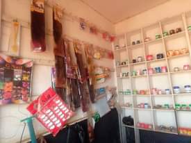 A picture of Cosmetics shop with display