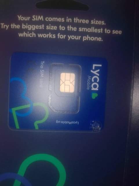 A picture of Lycamobile simcard