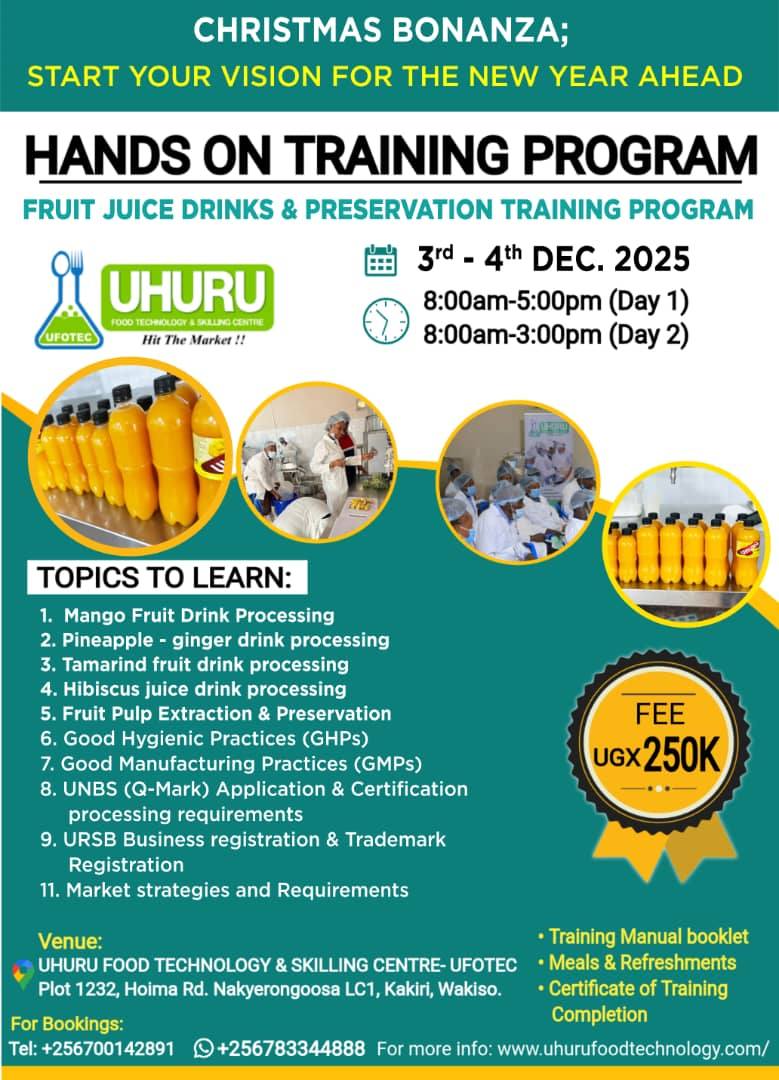 A picture of Hands on Training in non alcoholic beverages at Uhuru Food