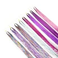 A picture of Glitter Hair Tinsel Extension with without Clips