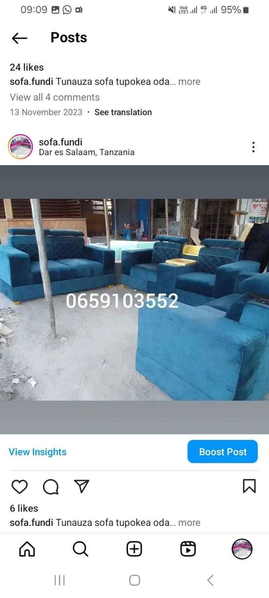 A picture of Tunaunza sofa tunapokea oda vitandandaa 6.5 laki250 tunaripea tunabadirisha dizahini