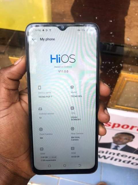 A picture of FOR SALE TECNO POP 7 64GB AT ONLY 250K CALL
