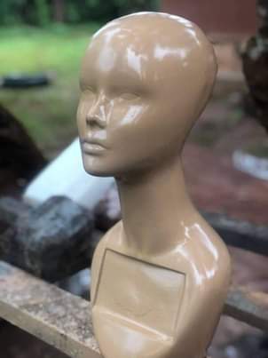 A picture of Salon sinks wig dummies and flower vessels