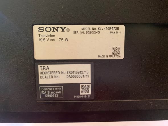 A picture of Sony Bravia TV 40 inch wall mount