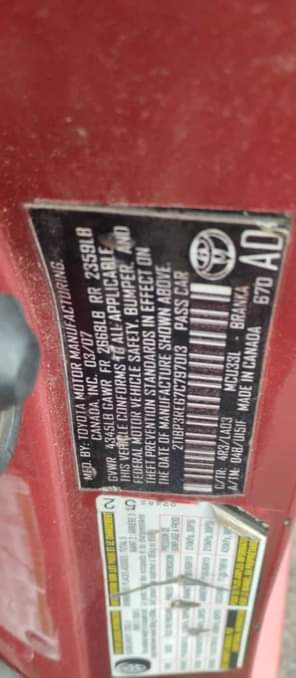 A picture of TOYOTA COROLLA FAST DEAL Model 2007 Catalyst intact Duties duly