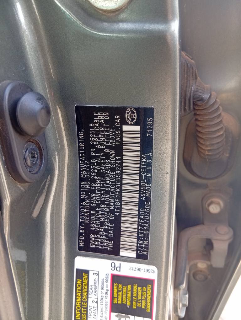 A picture of Carefully used Toyota Camry spider 2013 model pure first body