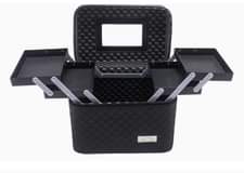 A picture of Multifunction travel cosmetic bag with mirror black portable train makeup