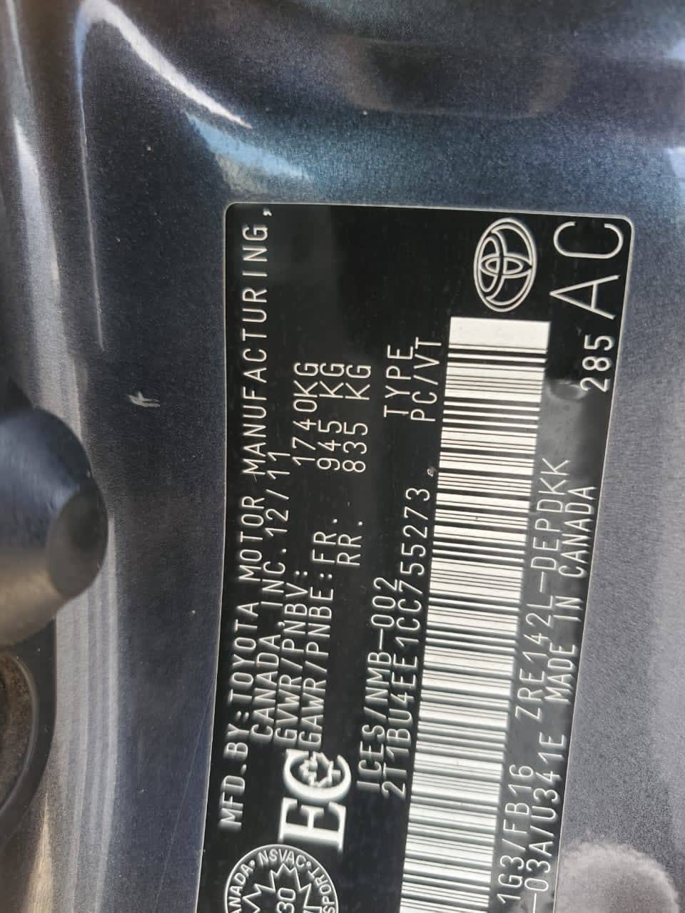 A picture of Corolla 2012 Foreign used Accident free 13 million Settlement 300k