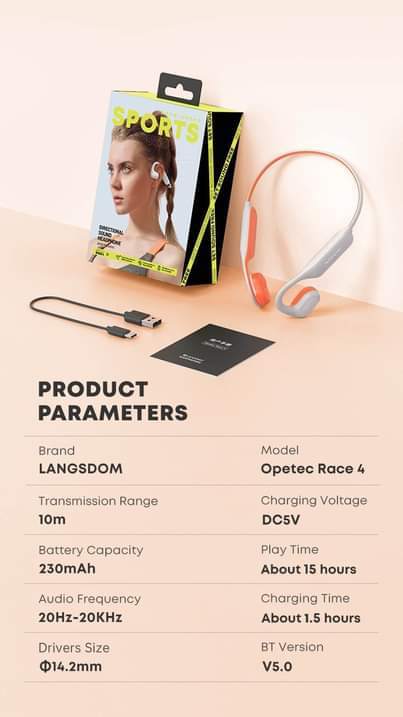 A picture of Induction Headphones nzuri za mazoezi zinakaa na charge masaa 15
