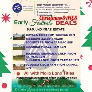 A picture of PLOTS4SALE MITYANA RD 100 50FT UGX30M BULOBA TOWN 100 50
