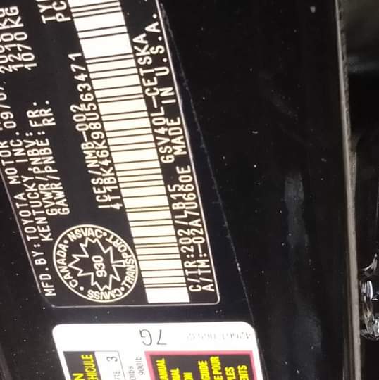 A picture of Toyota Camry 07 08 sport edition untouched engine and gear