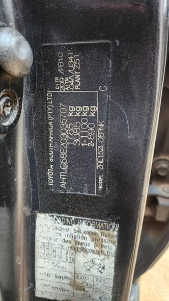 A picture of Toyota COROLLA 2008 SOUTHY Spec Engine and Gear AC Body