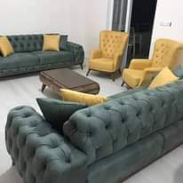 A picture of Leather bed king size and LU Sofa set