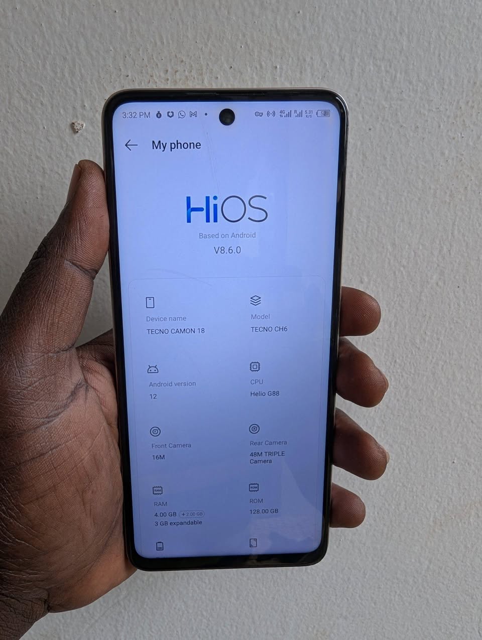A picture of Tecno camon 18