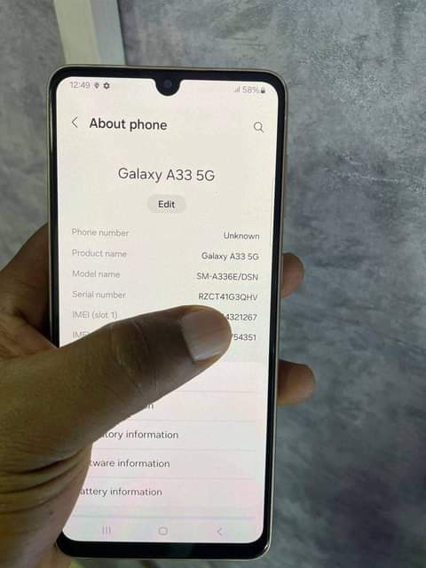 A picture of Samsung galaxy A33 5G