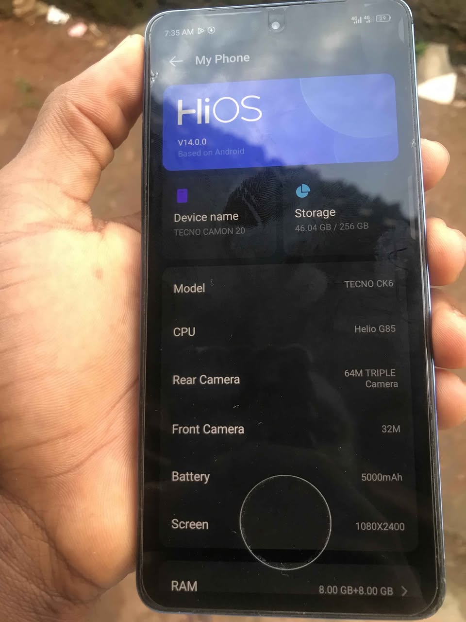 A picture of Tecno camon 20