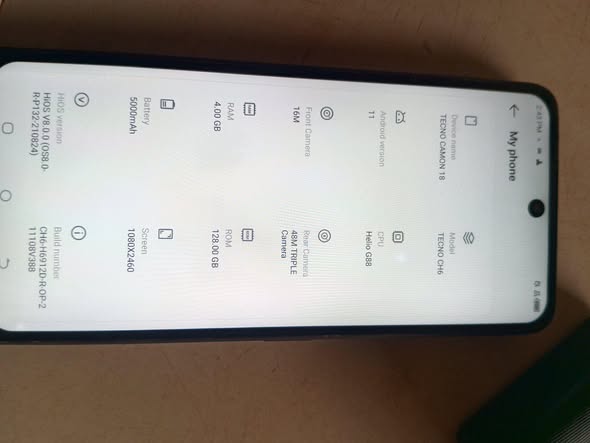 A picture of Tecno Camon 18