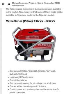 A picture of Elemax 5kva used 