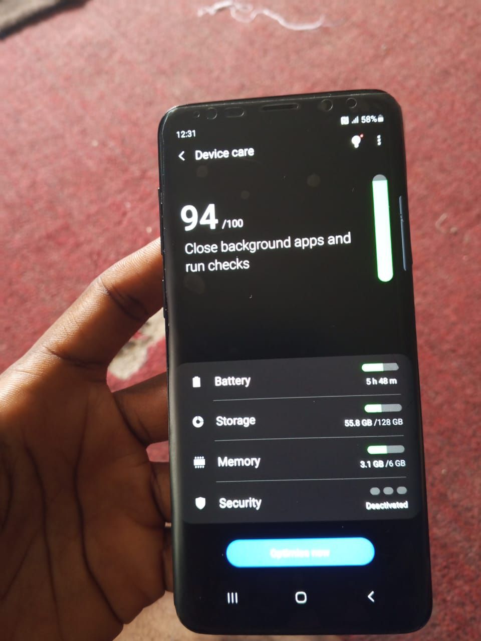 A picture of Samsung S9PLUS of 6ram 128gig 110k 2 sim Just small