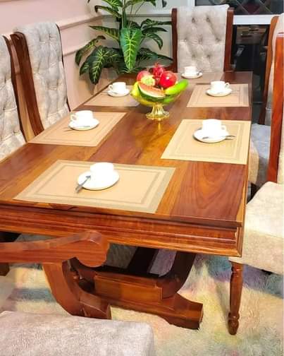 A picture of IBRAAH_FURNITURE_KIGAMBON_TZ JIPATIE DINNING TABLE VITI 6 KWA GARAMA NAFUU 0683805152
