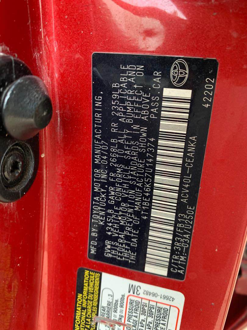 A picture of 2008 TOYOTA CAMRY