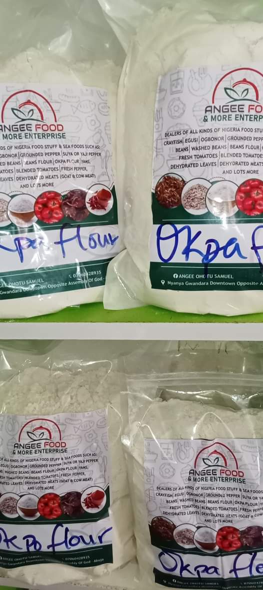 A picture of Okpa flour fully restocked send in ur orders Okpa flour