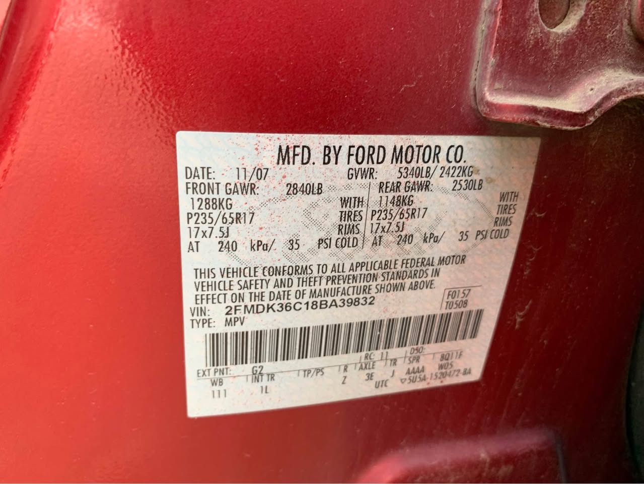 A picture of Unregistered Ford Edge V6 2008 Duty 2021 Just Packed First
