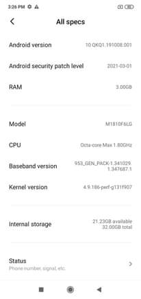 A picture of Redmi 7