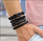 A picture of 4 pcs per set leather bracelet