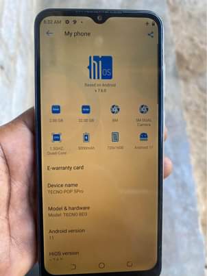 A picture of TECNO pop 5pro 32gb 2gb ram call 0770741340