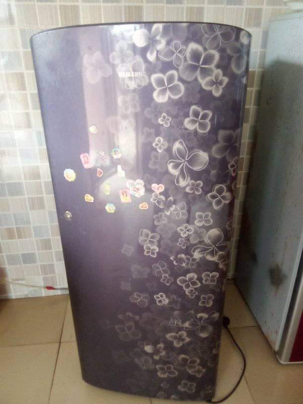 A picture of Samsung refrigerator and top freezer