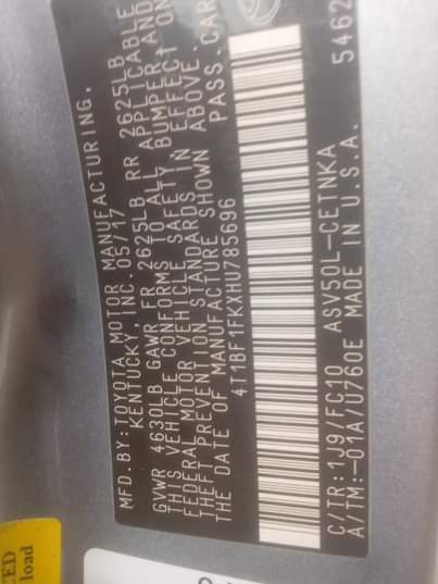 A picture of Few months registered DISTRESS SALES 2017 Toyota Camry Pure first