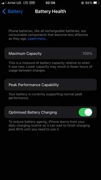 A picture of iPhone 7plus 32gb 100 battery health. Clear cameras at just