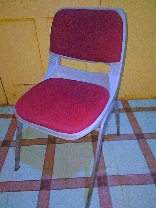 A picture of 20pieces of plastic fabric nd stainless steel chairs