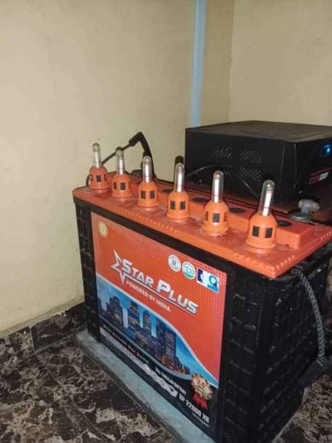 A picture of Inverter battery set up for home and office backup