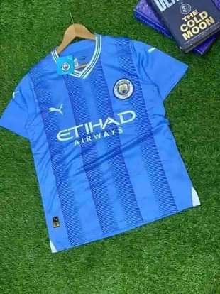 A picture of Manchester City jerseys