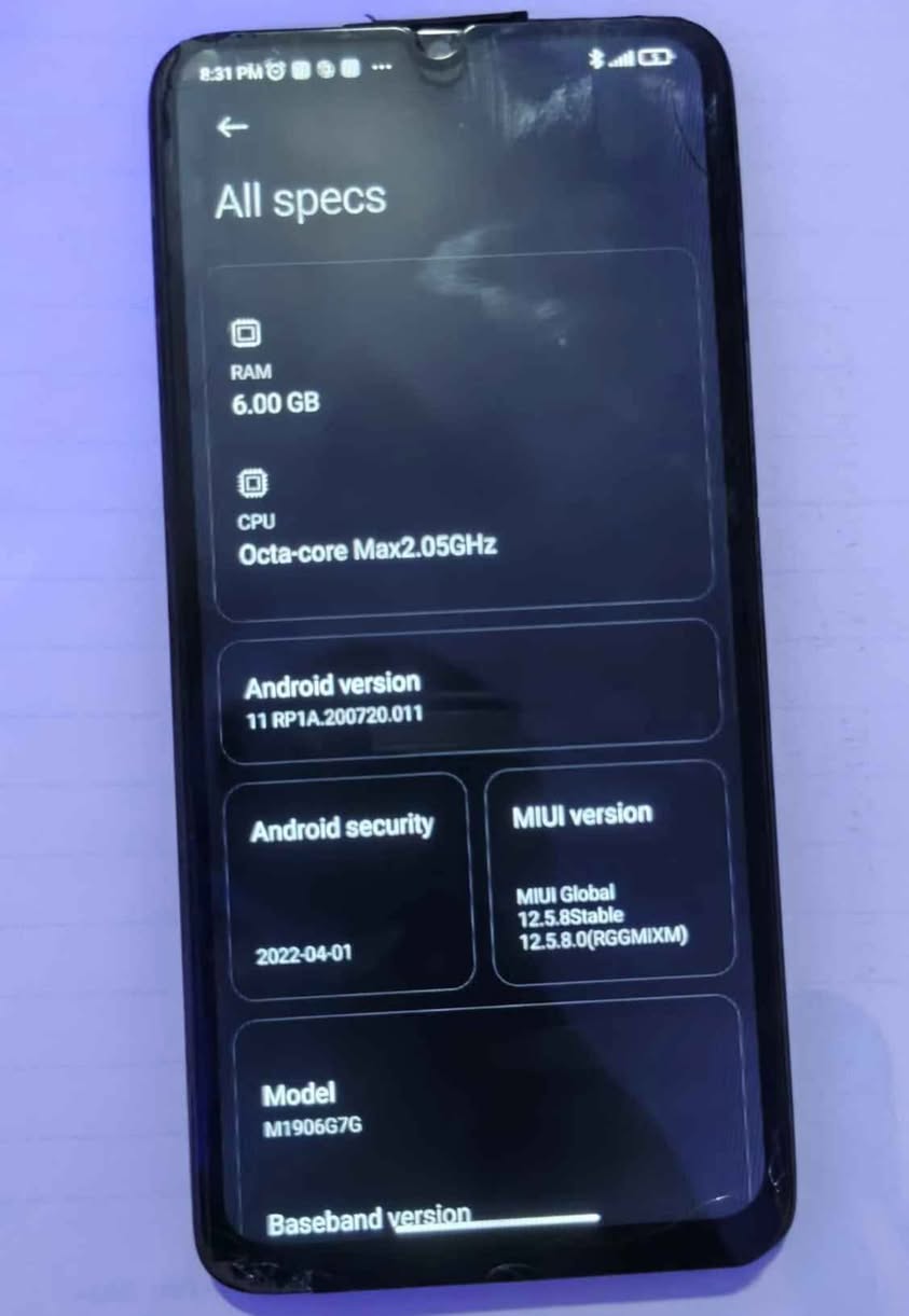 A picture of REDMI NOTE 8 PRO