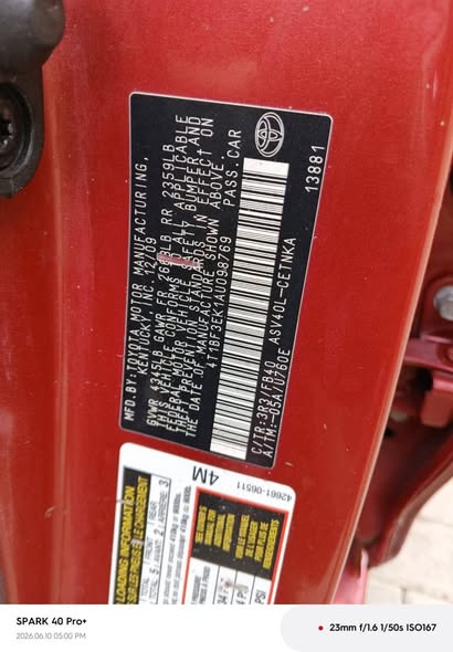 A picture of HOTTEST BANGER ALERT TOYOTA CAMRY 2010 MODEL SOUND ENGINE AND