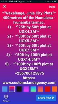 A picture of Jinja City Plots at Wakalenge very affordable price 0700125875