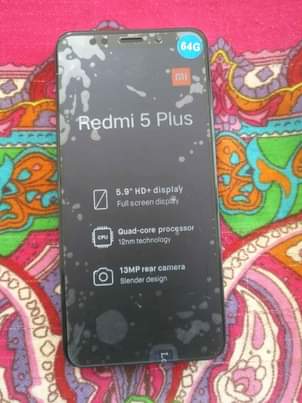 A picture of redmi 5plus 4gb ram 64gb space android version 9 4000mAh