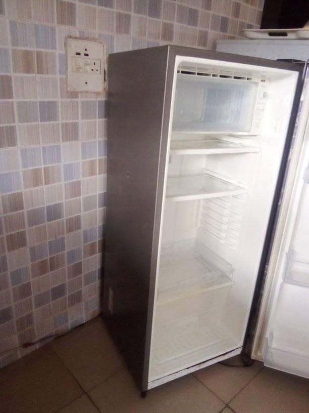 A picture of Samsung refrigerator and top freezer