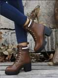 A picture of Womens boot white brown and black leather