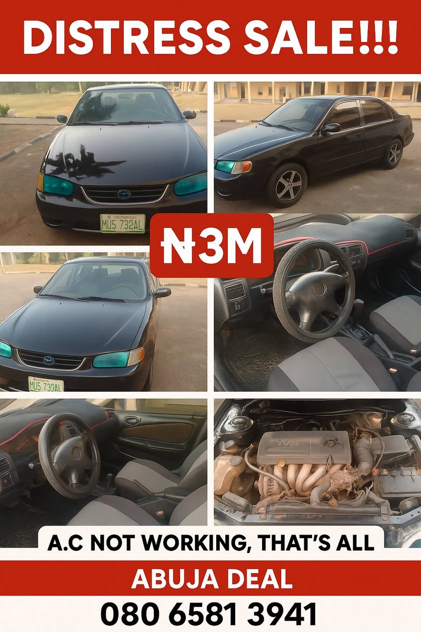 A picture of  DISTRESS SALE FIRST COME FIRST SERVE Clean Toyota Corolla