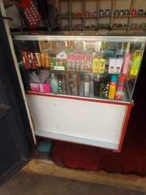 A picture of Cosmetics shop with display