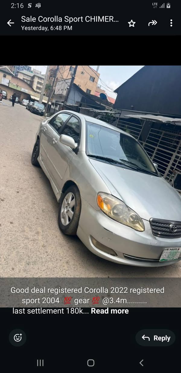 A picture of Good deal registered Corolla registered 2004 engine gear 3.7m.......... last